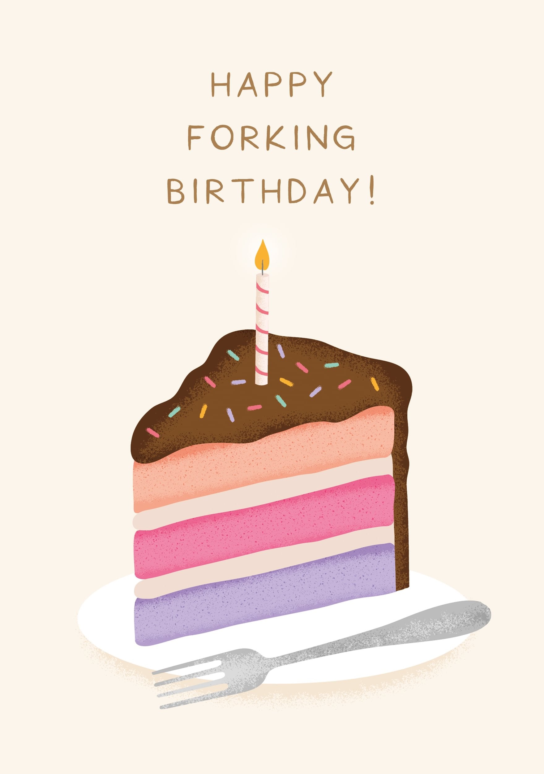 HAPPY FORKING BIRTHDAY - Sjovt fødselsdagskort med kage.