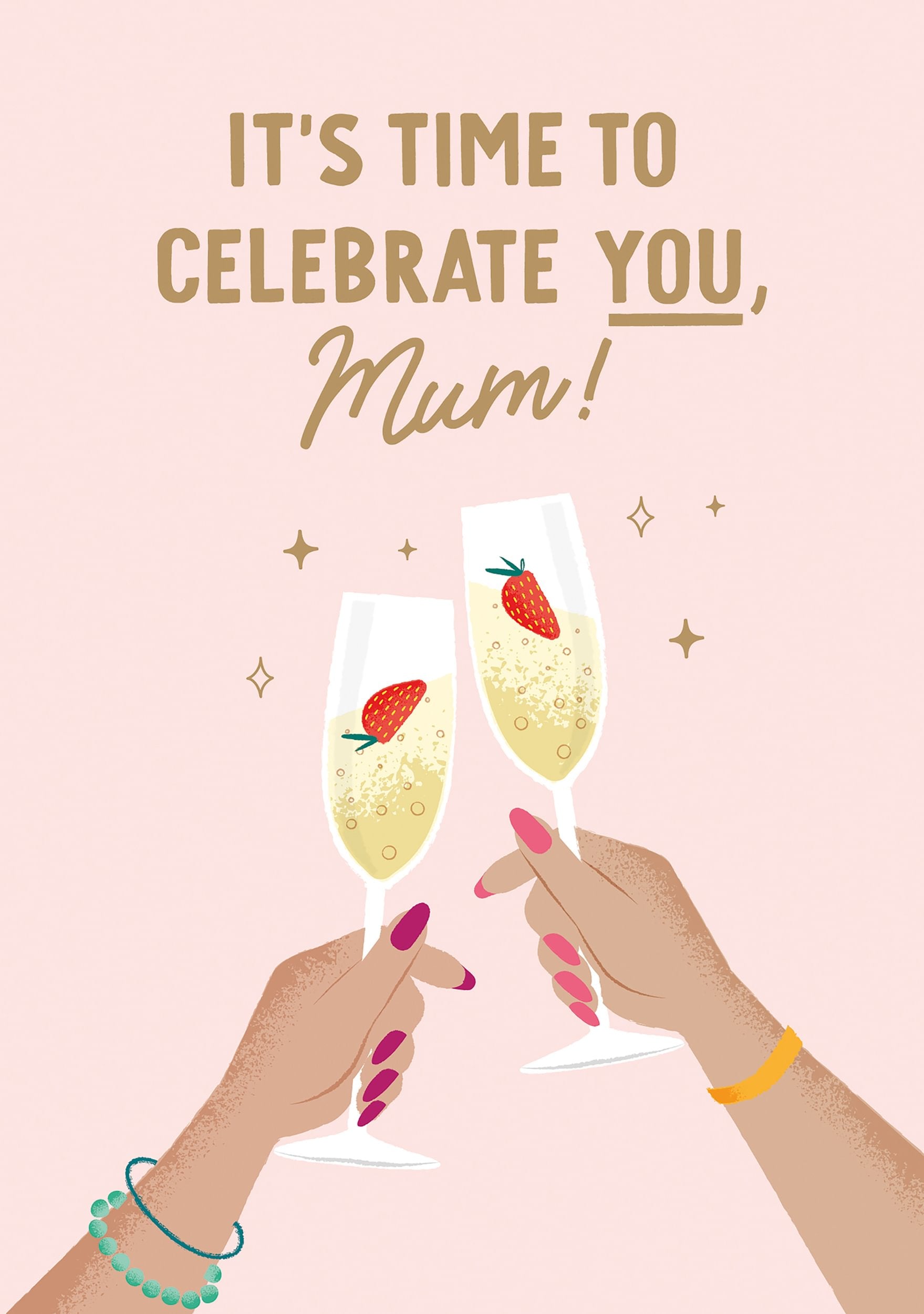Et elegant kort, der fejrer mor med et skålmotiv i champagneglas. Perfekt til fødselsdag, mors dag eller en særlig anledning, hvor du vil forkæle din mor.