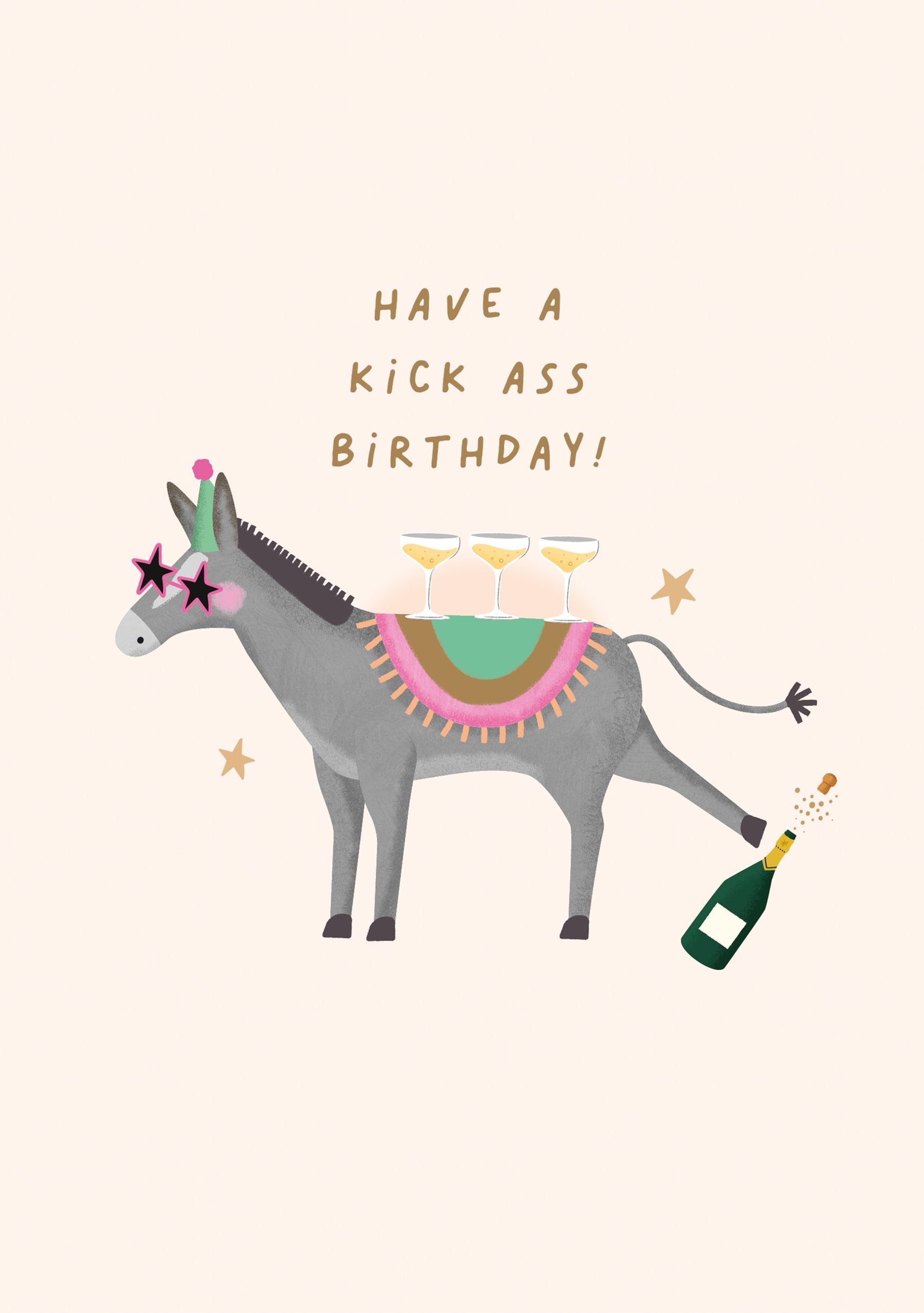 HAVE A KICK ASS BIRTHDAY - Sjovt fødselsdagskort med æsel