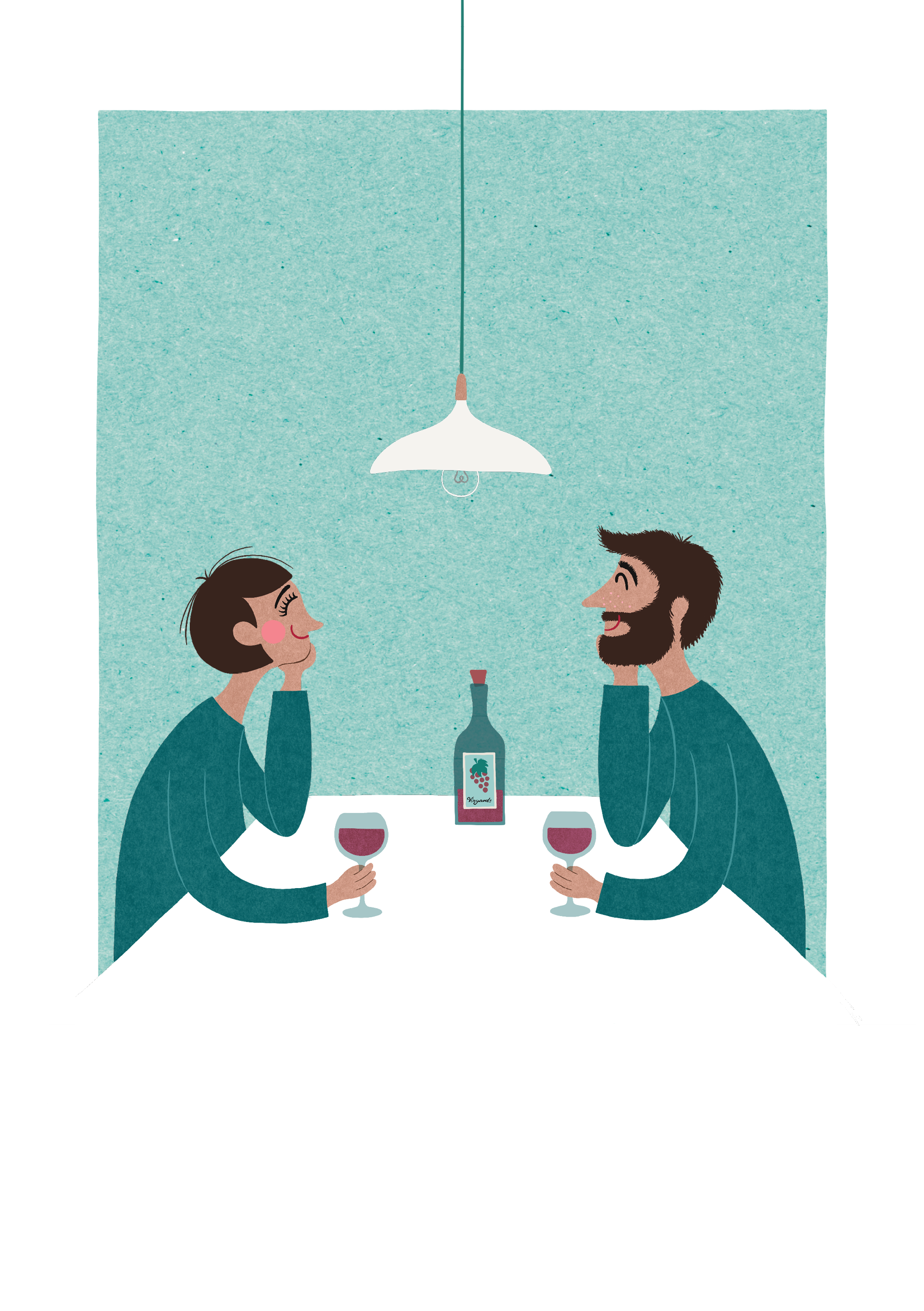 Kort med par på vin-date – Pi Vielsted design