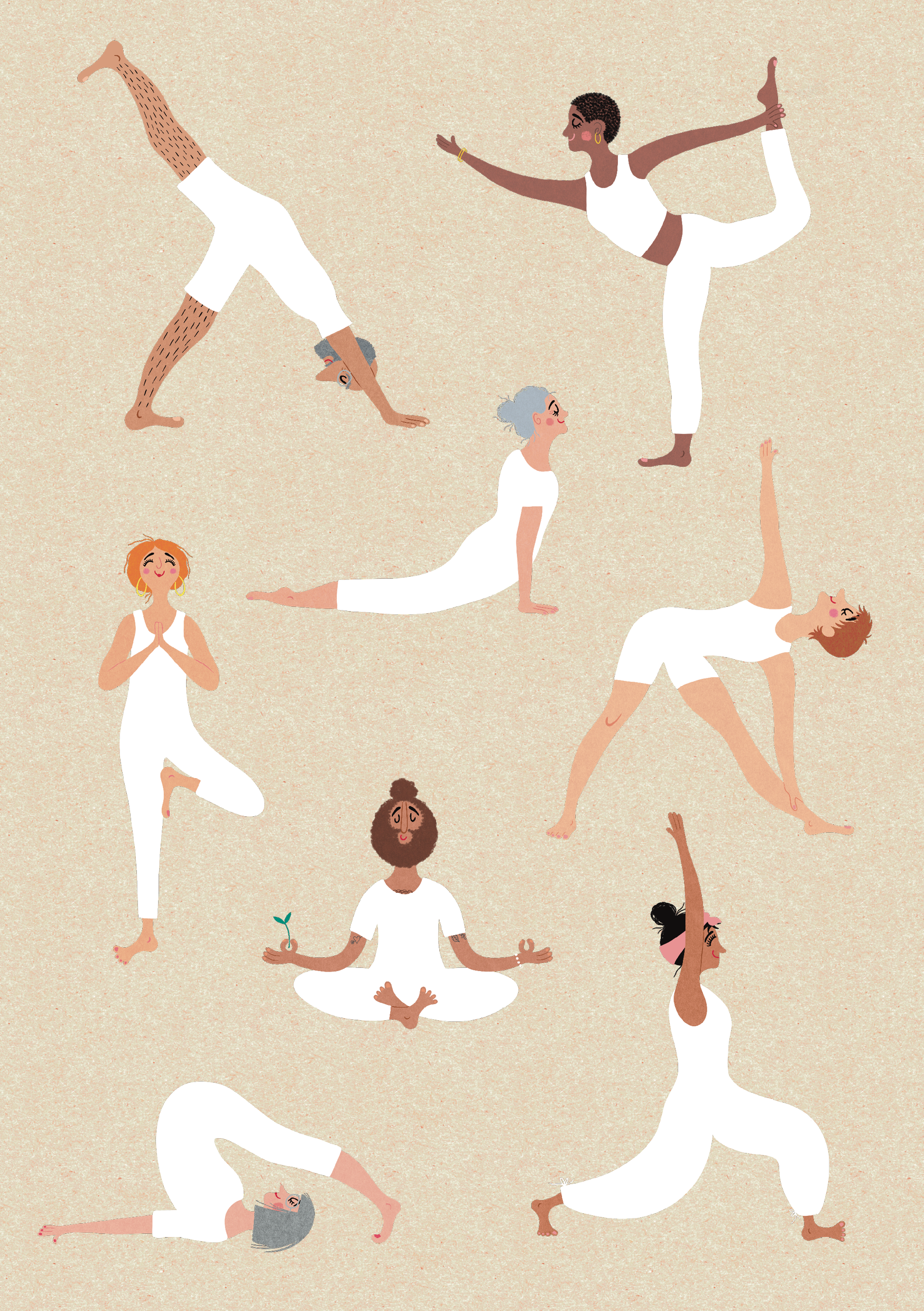 Kort med yogastillinger – Pi Vielsted design