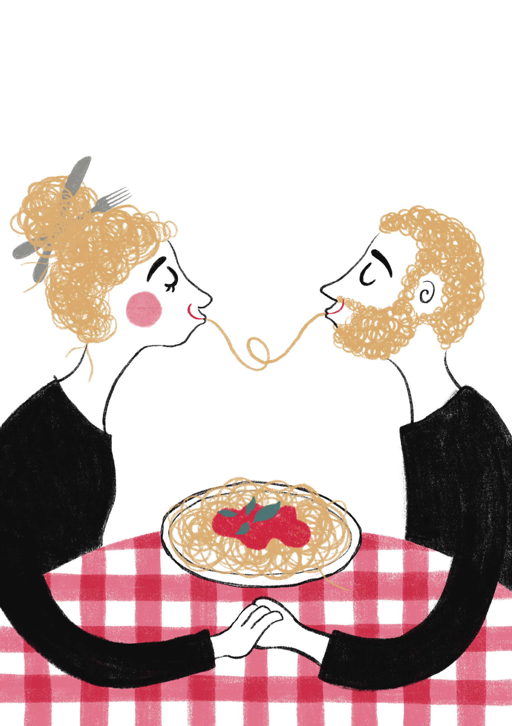 Kort med spaghetti-date – Pi Vielsted design