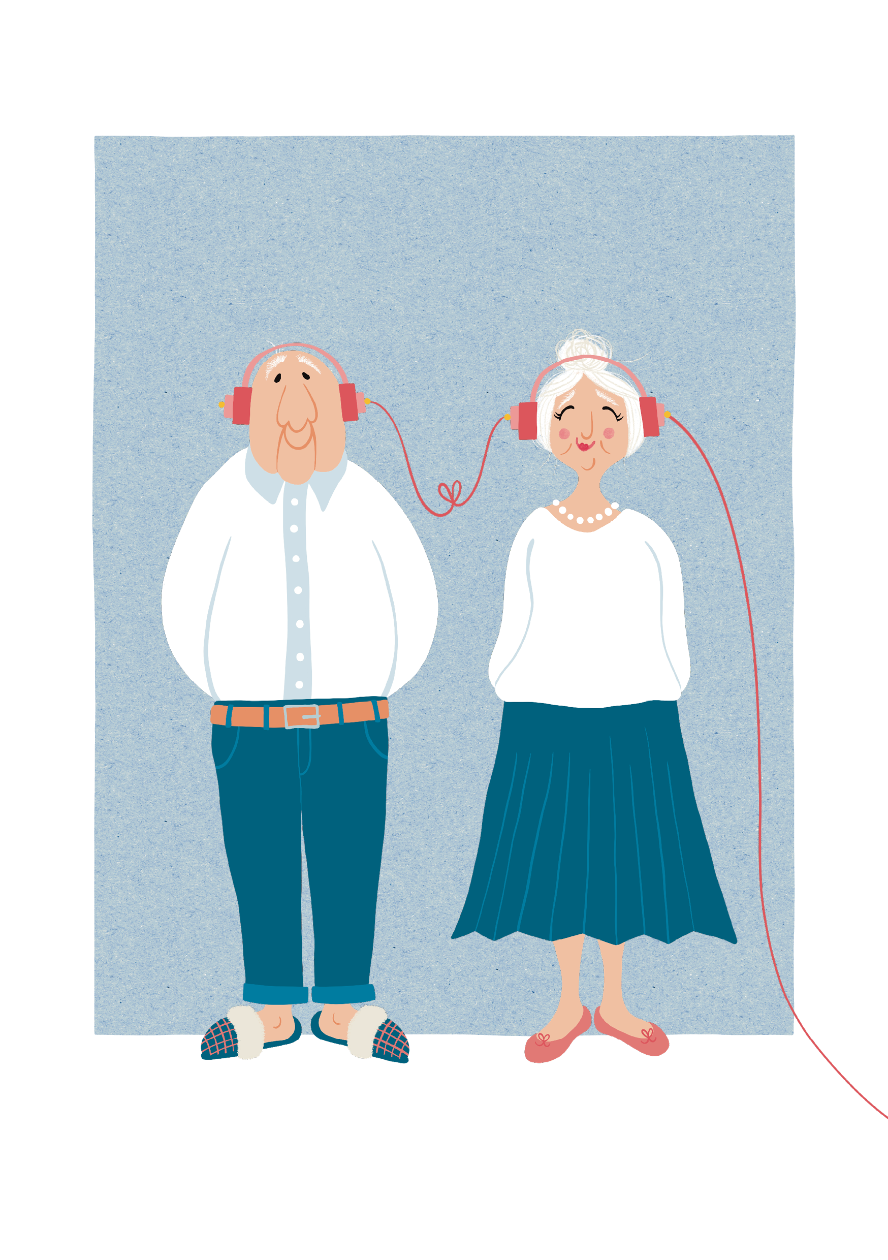 Kort med ældre par der lytter til musik – Pi Vielsted design
